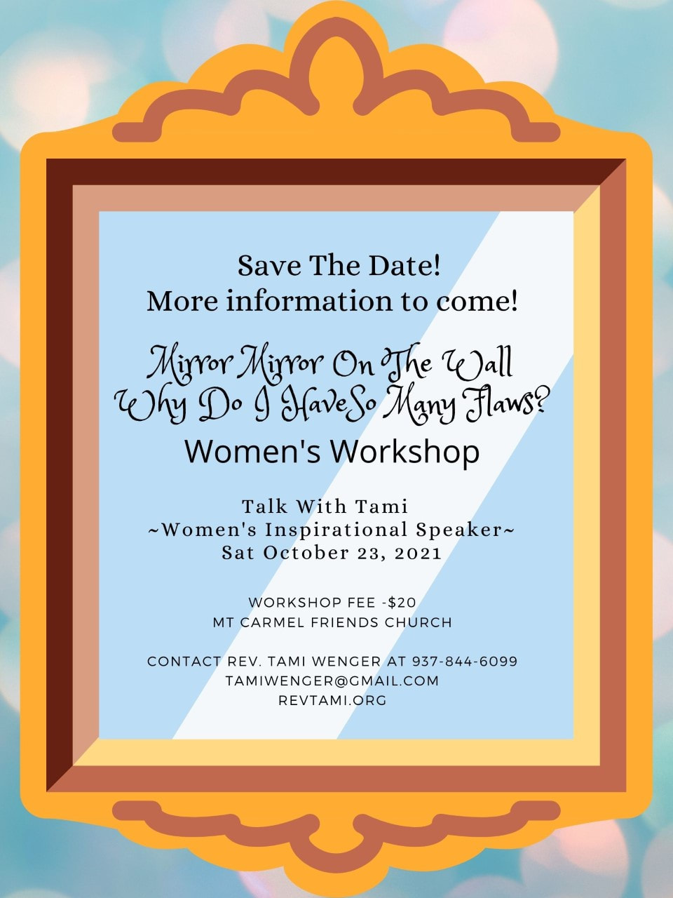 Women's Workshop October 23, 2021 at Mt. Carmel Church details